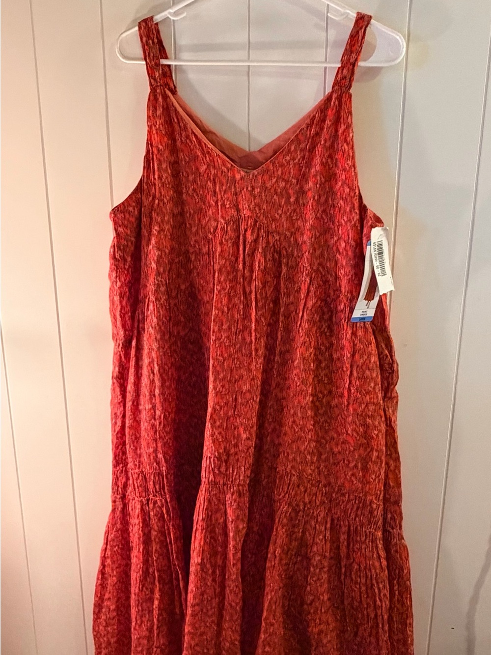 Joie Red Orange Textured Midi Slip Dress